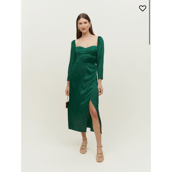 Reformation Gloriana Silk Dress in Emerald 10 NWT SOLD OUT - Picture 4 of 9